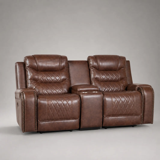 Zweisitzer-Sofa mit Relaxfunktion aus Leder Braun 200 cm