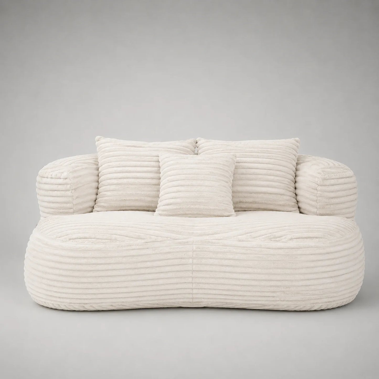 Sofa 2-Sitzer Cord Beige mit Kissen