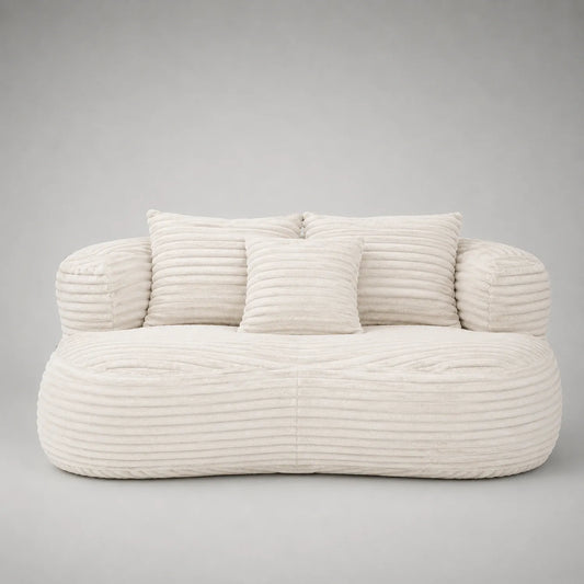 Sofa 2-Sitzer Cord Beige mit Kissen
