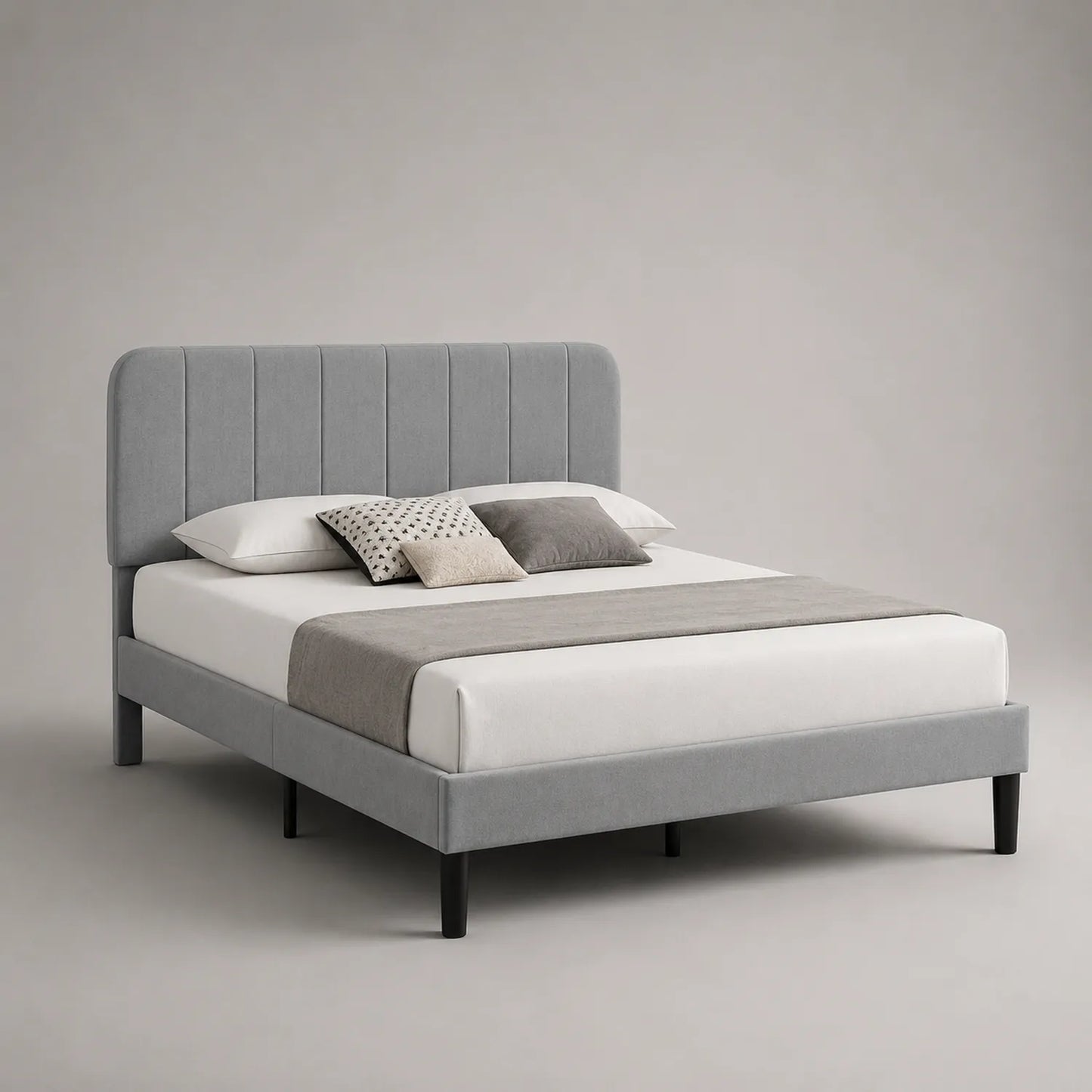 Polsterbett 200x160 cm Stoff Massivholz Grau