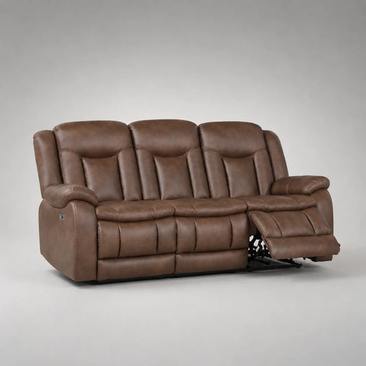 3-Sitzer-Sofa aus Kunstleder mit Liegefunktion Braun