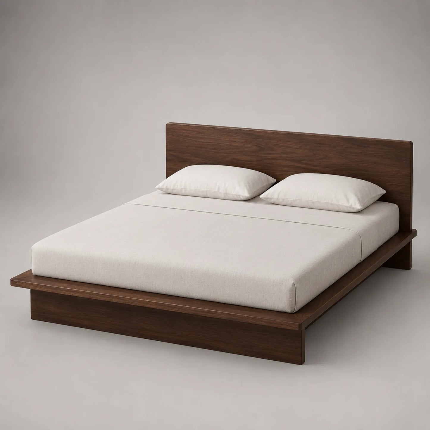 Doppelbett aus Walnussholz mit Kopfteil und Matratze 200x160 cm
