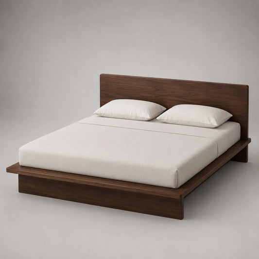 Doppelbett aus Walnussholz mit Kopfteil und Matratze 200x160 cm