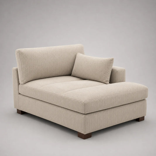 Chaiselongue Holz mit Cordbezug Beige