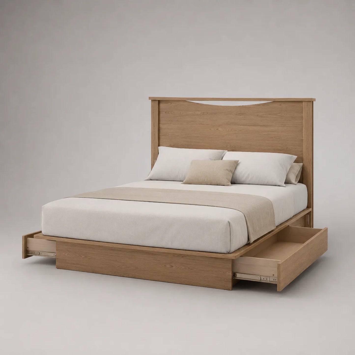 Holzbett mit Kopfteil und Schubladen Massivholz Eiche 200x160cm