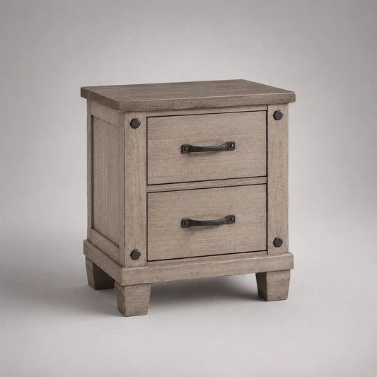 Beistelltisch Massivholz mit Metallgriffen Grau 50x40x66 cm