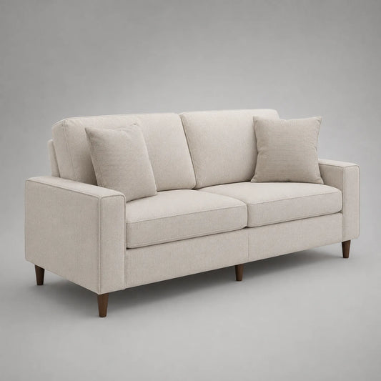 3-Sitzer Stoffsofa mit Holzbeinen Beige