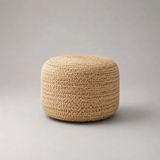 Runder Jute Pouf 40 cm Natur