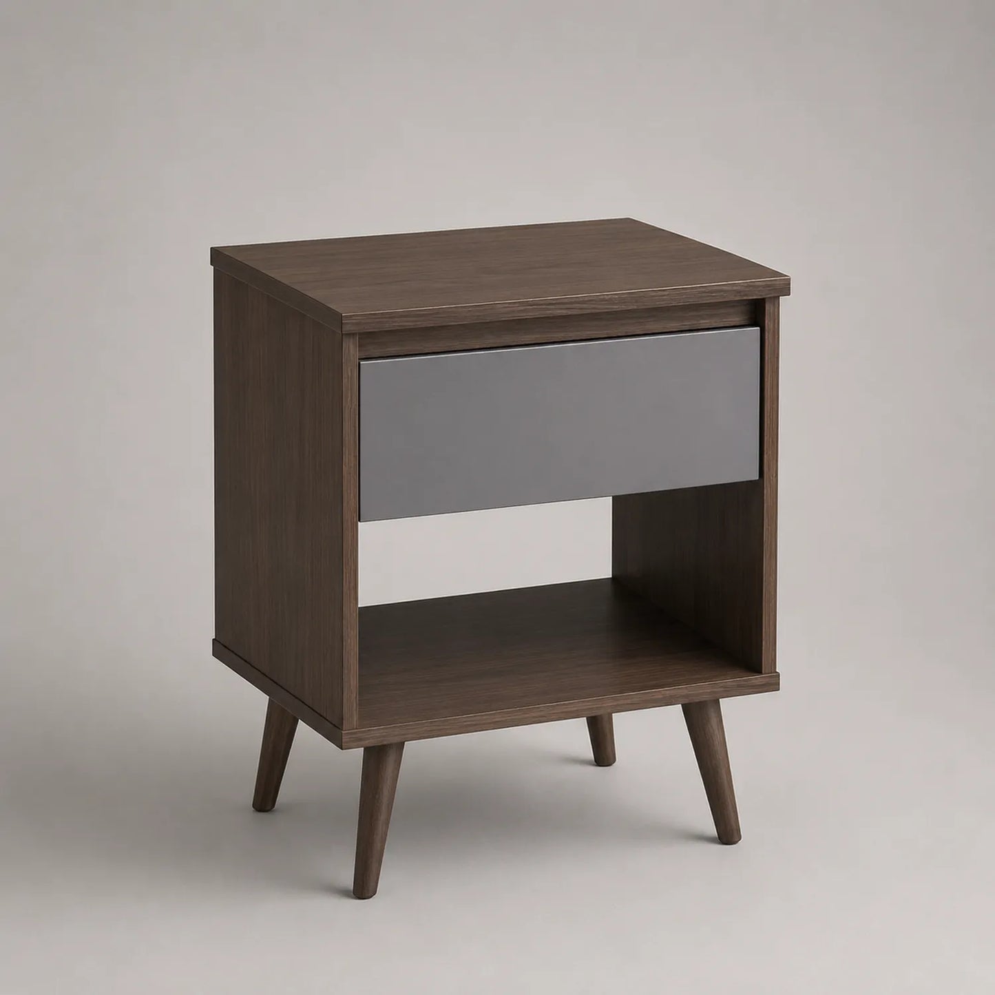 Holz Nachttisch mit Schublade Dunkelbraun/Grau 40x30x50 cm