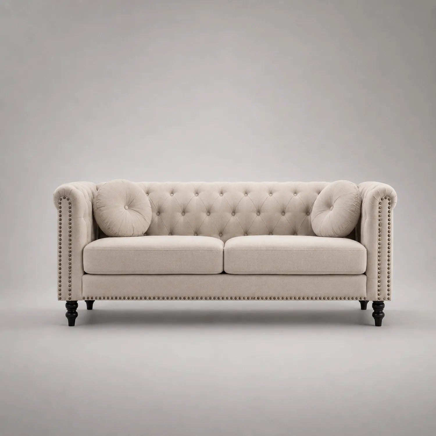 3-Sitzer Sofa Leinen Polsterung Holzbeine