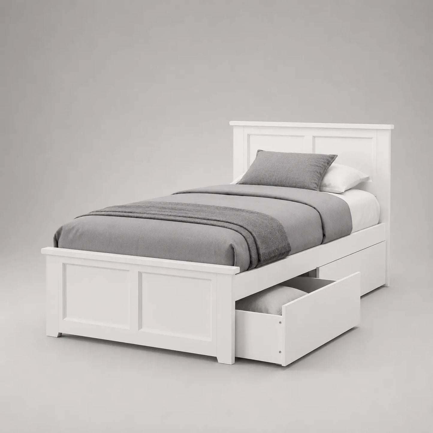 Einzelbett mit Schubladen Weiß MDF 200x90cm