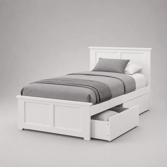 Einzelbett mit Schubladen Weiß MDF 200x90cm