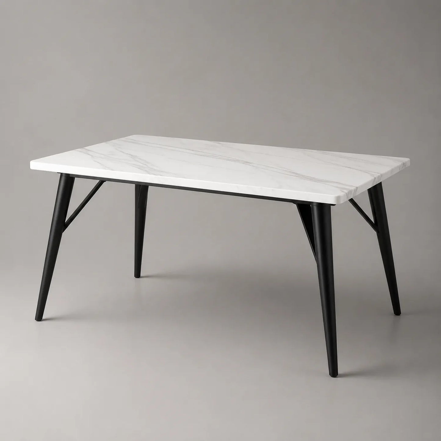 Esstisch Marmoroptik Glas Metallbeine Schwarz/Weiß