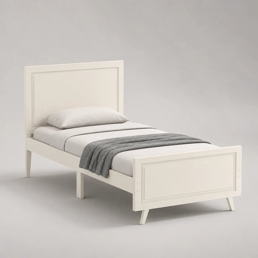Einzelbett aus Holz mit Matratze und Kopfkissen, 200x90 cm, Weiß