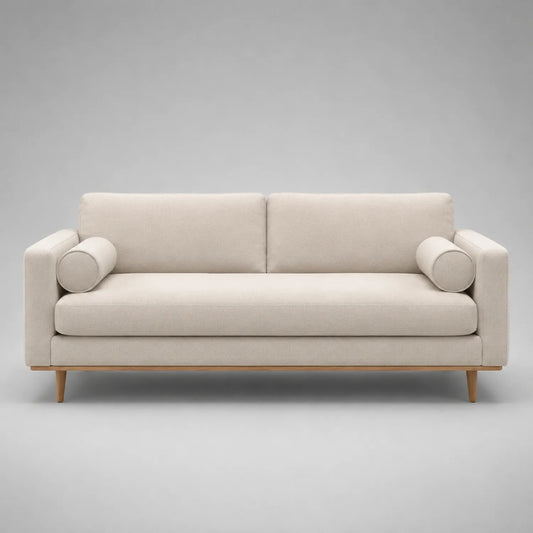 Stoff-Sofa Dreisitzer Beige 200cm