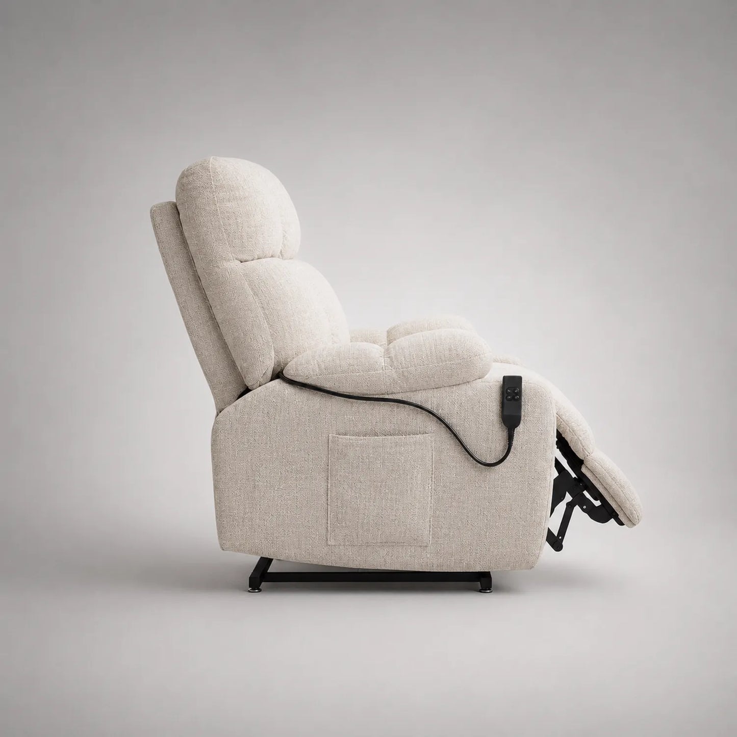 Stoff Massagesessel mit elektrischer Verstellung Beige
