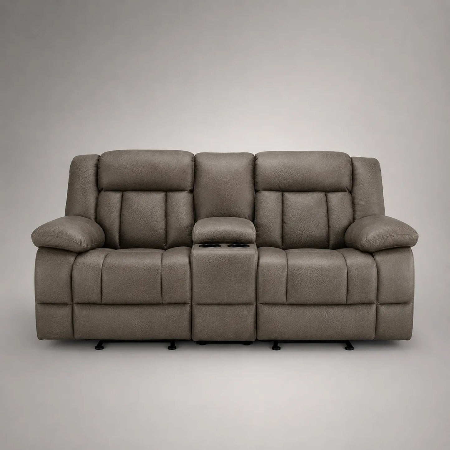 2-Sitzer Sofa mit Liegefunktion und Getränkehalter, Stoff, Grau