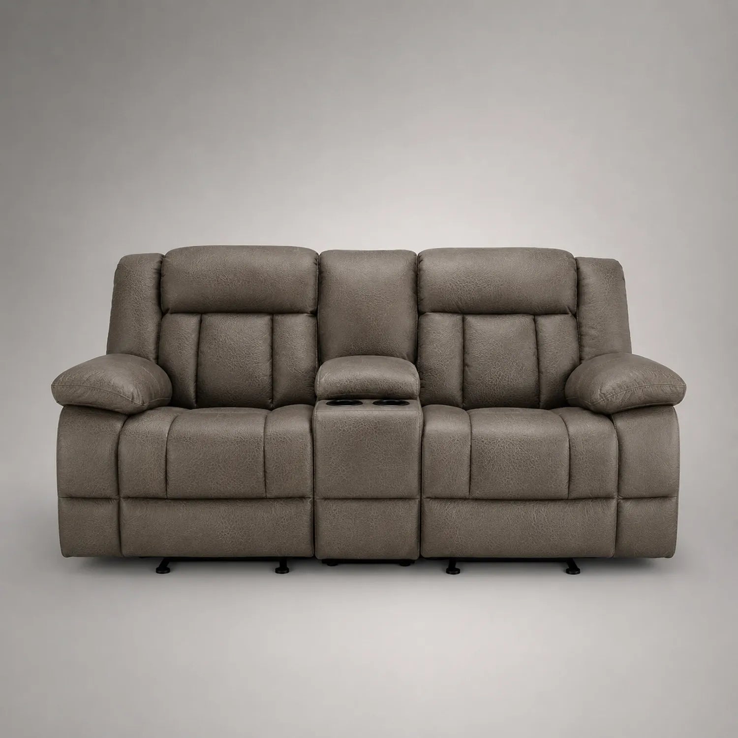 2-Sitzer Sofa mit Liegefunktion und Getränkehalter, Stoff, Grau