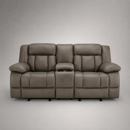 2-Sitzer Sofa mit Liegefunktion und Getränkehalter, Stoff, Grau