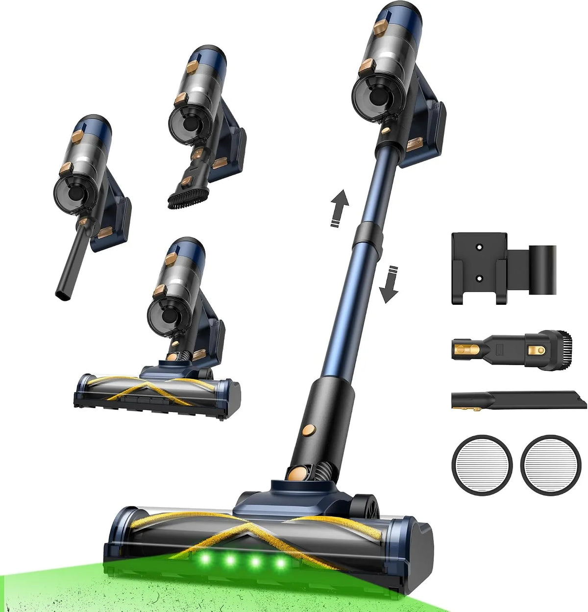 Staubsauger V12 Vexilar, 50Min, 50kPa, Leistung 450W, Kabellos, Leicht Akku mit Anti-Verhedderungs-Bürste, GreenEye Technologie, LED Touchscreen