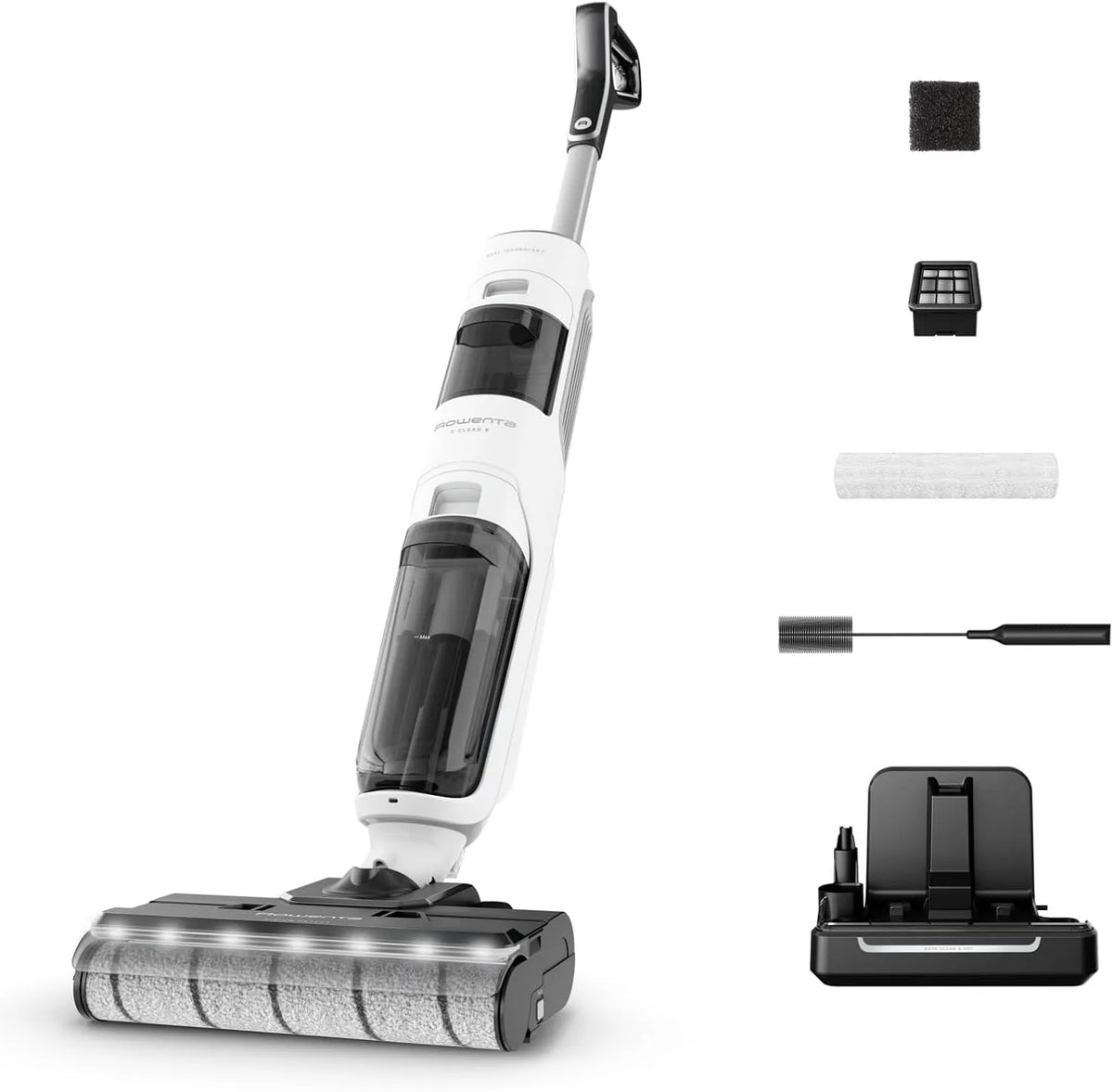 Rowenta Nass- und Trockensauger GZ5557EE, 3 Modi, präzise Reinigung, LED-Beleuchtung, Heißtrocknung, X-Clean 5, 2-in-1, 50 Min. Laufzeit, Schneeweiß