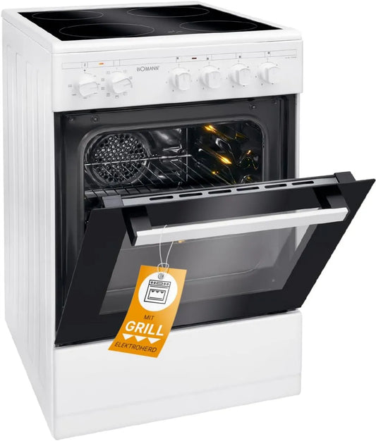 Bomann Backofen C-240 EHC 7939, Elektroherd in freistehender Ausführung 50 cm mit 4 Kochplatten, Standherd mit Ofen 43L, Ober, 50cm mit Herd, 40 °C