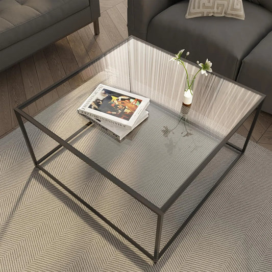 Sofa, 66,4 x 66,4 x, Couchtisch aus Glas, moderner Mitteltisch, minimalistischer Couchtisch, Beistelltisch für Wohnzimmer, einfache Montage