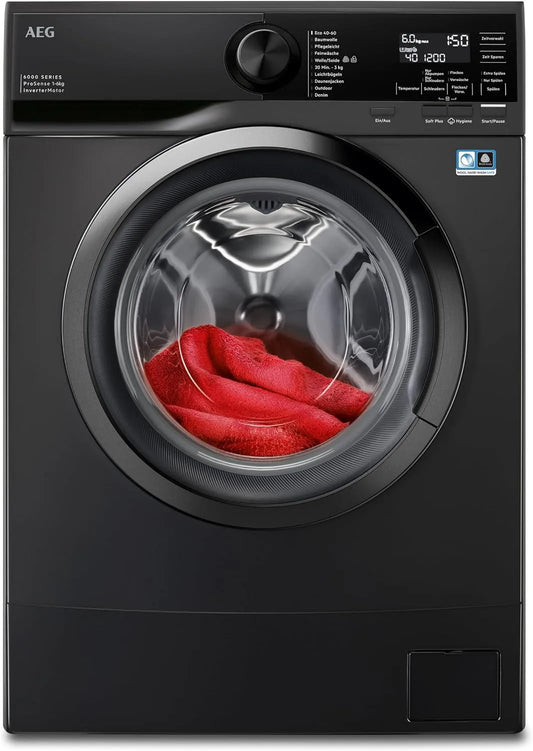 AEG Waschmaschine 6000 1200 LSR6FS75260, Gewicht 6 kg, Serie ProSense -Mengenautomatik, Klein, Nachlegefunktion, min, 416 mm Tiefe, kompakt, Leise
