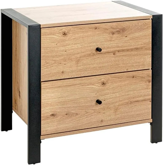 Eiche hell HAKU Konsole, Maße: B 60 x H 60 x T 42 cm, MDF, Metall, Style: Modern, in Schwarz