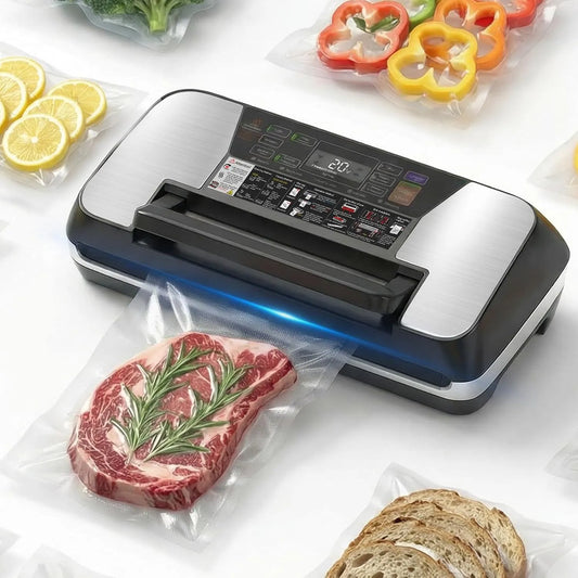 Lebensmittel 95 kPa Vakuumiergerät für, 12-in-1 Vacuum Sealer mit doppelter Schweißnaht, Easy-Lock-System, integriertem Cutter