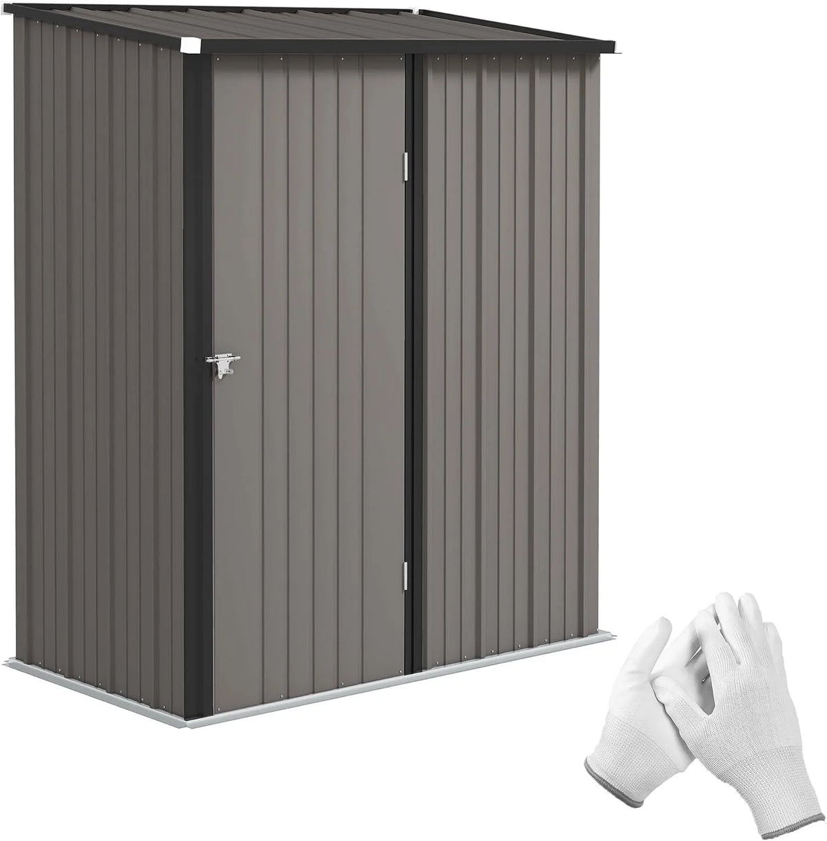 Outsunny Gerätehaus, Metall 1,34m² 161,5 x 94,5 x 196cm Geräteschuppen mit Pultdach Abschließbarer Tür