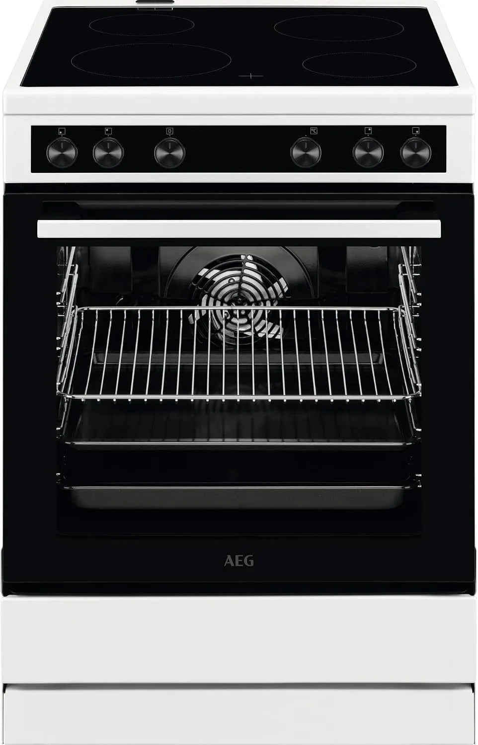 AEG Kochfeld CCB6206ABW, Standherd mit Glaskeramik 60 cm, Versenkknebel, Grillfunktion