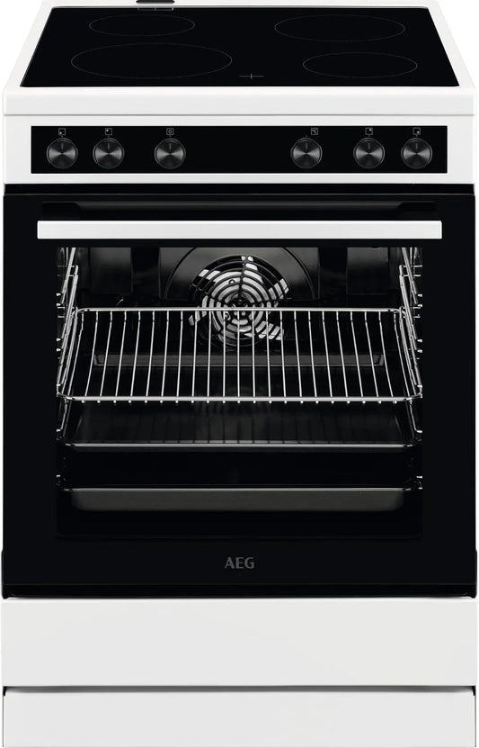 AEG Kochfeld CCB6206ABW, Standherd mit Glaskeramik 60 cm, Versenkknebel, Grillfunktion