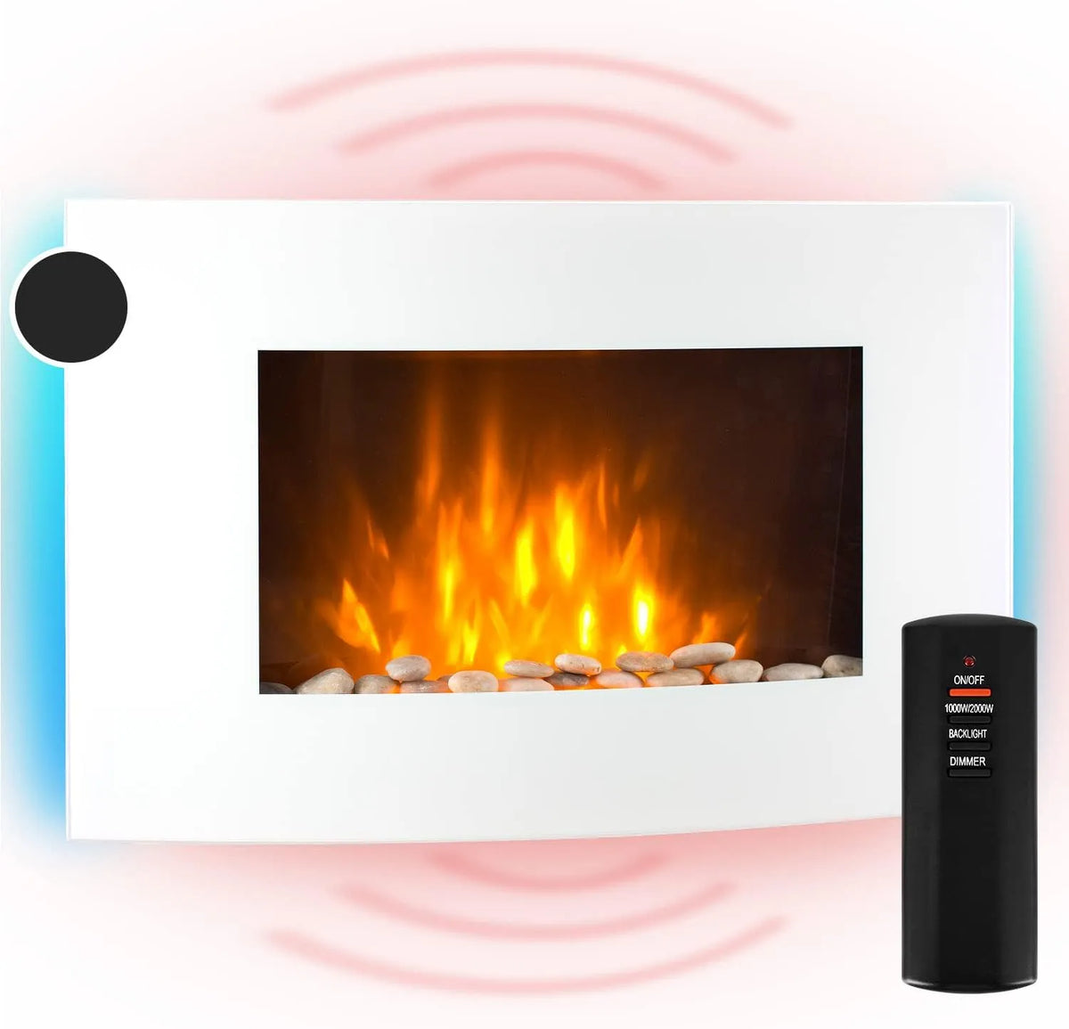 Klarstein Elektrischer Kamin für den Innenbereich, Fernbedienung inklusive, Timer, elektrische Heizung mit 2000 W, programmierbar, Thermostat