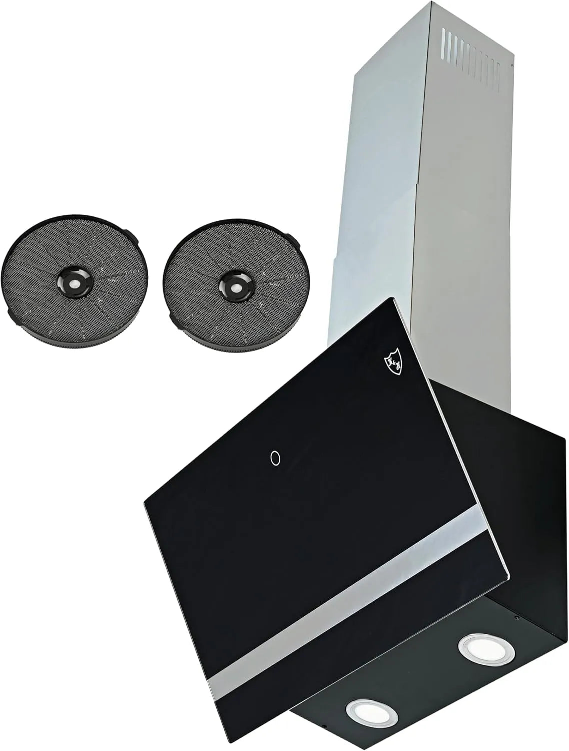Dunstabzugshaube GFSG-60-300 K&H Kopffreie, 300 m, UMLUFT & ABLUFT, m³/h, in Schwarz, 60cm Wandhaube, Bürstenloser Motor, LED, Energkieklasse A++