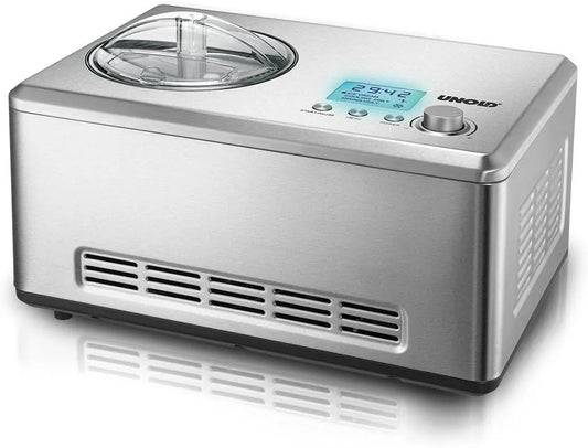 Eismaschine 48876 Unold, 180 Watt, Nobile, LCD-Display, vollautomatischer selbstkühlender Kompressor, Fassungsvermögen 2 Liter, Edelstahl