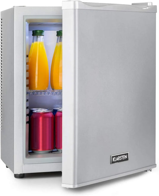 Klarstein Kühlschrank, Fassungsvermögen 19 L, Bierkühlschrank 5-15°C, Mini für Zimmer, Camping, Kosmetik & Outdoor, Mini Getränkekühlschrank, Silber