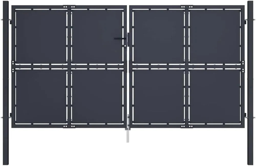 VidaXL Gartentor, Gartentür Hoftor Hoftür Gartenpforte Zauntor Zauntür Doppeltor Tor Garten Zaun Pforte Doppelflügeltor Stahl 300x200cm Anthrazit