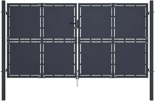 VidaXL Gartentor, Gartentür Hoftor Hoftür Gartenpforte Zauntor Zauntür Doppeltor Tor Garten Zaun Pforte Doppelflügeltor Stahl 300x200cm Anthrazit