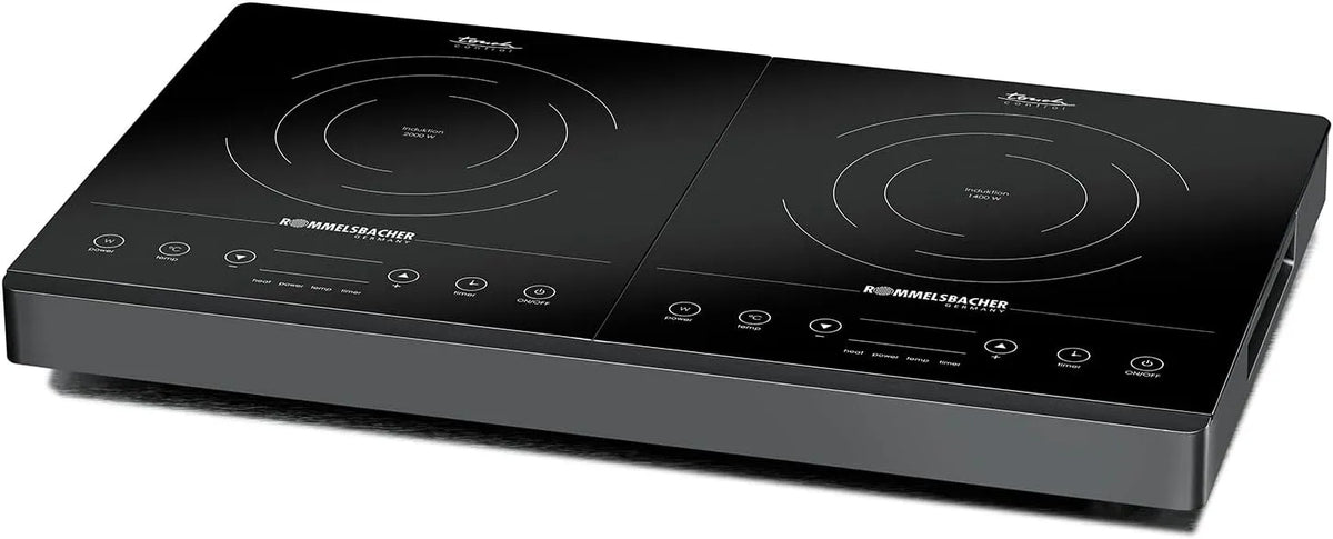 CT 3402/IN ROMMELSBACHER Doppelkochplatte, Fassungsvermögen 10 Leistungsstufen, 3400 Watt, Induktion, Touch Control, Timer, sehr leiser Lüfter
