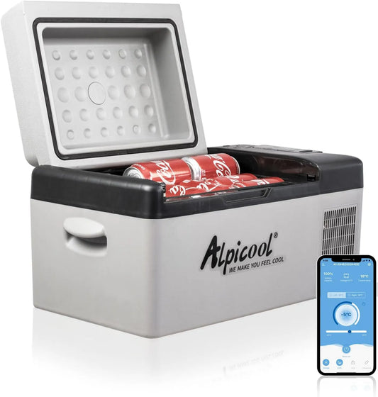 Kompressor C20, 20℃-20℃, Boot, mit USB Anschluss, Alpicool 20L Kühlbox 12v Mini Kühlschrank Klein Elektrische Camping-Gefrierbox tragbar für Auto, Lkw