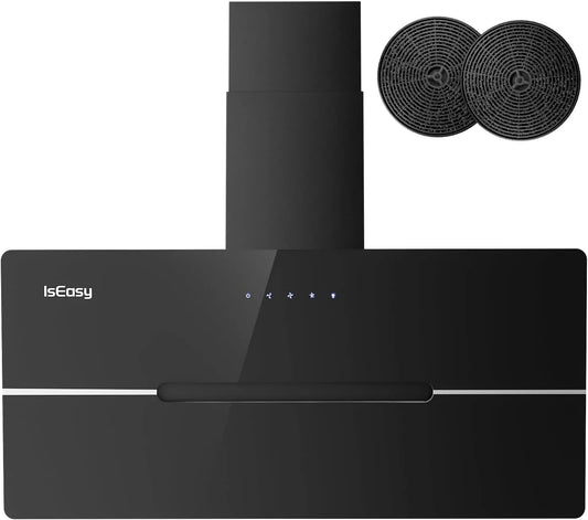 Dunstabzugshaube, IsEasy Wandhaube 90 cm mit 578 m³/h Starker Saugleistung, 3 Einstellstufen, Umluft- und Abluftmodus, in Schwarz, Breite 90cm