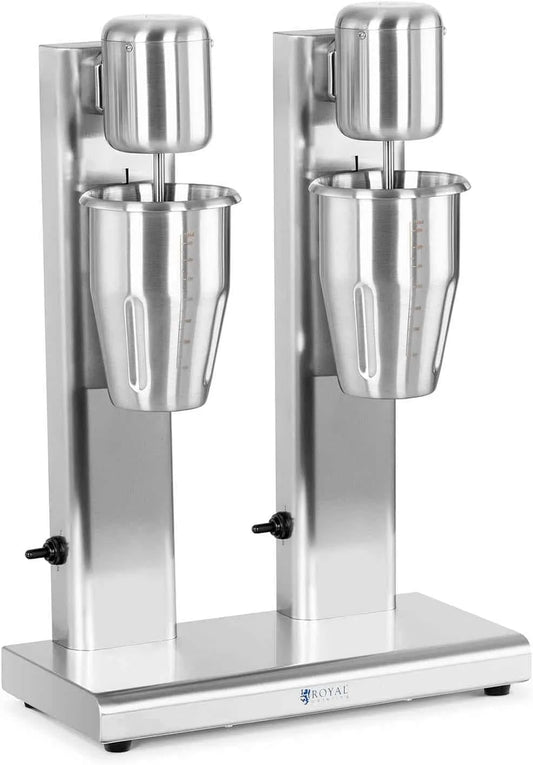 Standmixer RCPMS-160S, min Edelstahl Hochleistungsmixer, Royal Catering Milchshaker doppelt 2 x 1 l 15.000 U