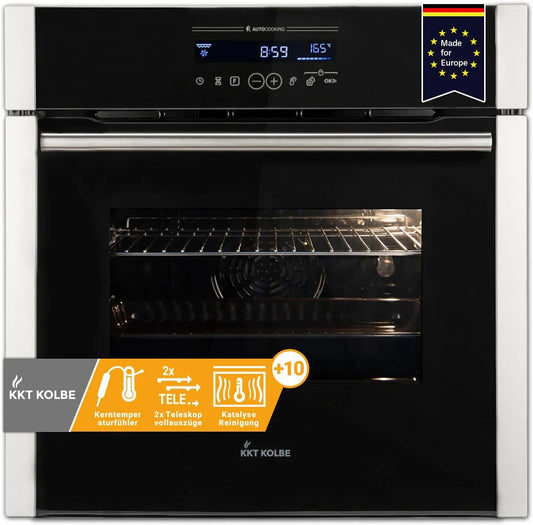 Grill EB8016ED, KKT KOLBE Einbaubackofen 60 cm autark, Fassungsvermögen 70L, Leistung 3,2kW, Katalyse, Drehspieß, Pizzafunktion, Heißluft