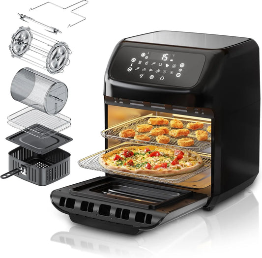 Heißluftfritteuse Arendo, XXL mit LED Touchscreen- 12 Liter, Grill, Air Fryer, Umluft, BPA frei, Backofen, Fritteuse ohne Öl, Dörrautomat