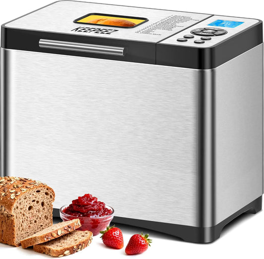 Brotbackautomat Edelstahl mit Keramikpfanne Modell 15h, 19 Automatischer Programme inklusive. individuell programmierbar, 3 Bräunungsgrade & Größen