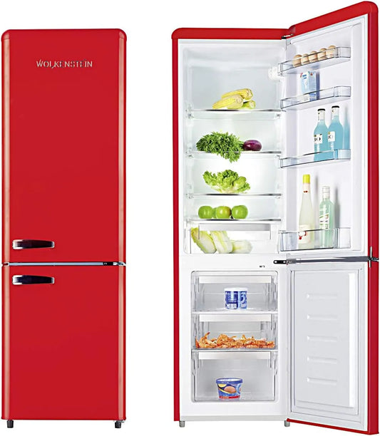 Kühlschrank KG250.4RT, Wolkenstein FR Kühl-Gefrier-Kombination Rot 249l Retro Vintage Kühlgefrierkombi Gefrierfach höhenverstellbar leise