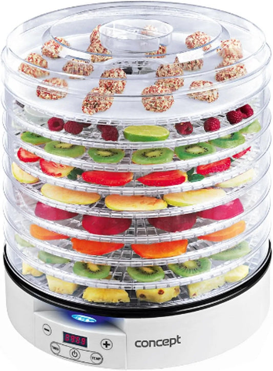 Tablet SO2020, Concept Dörrautomat Raw Food 500 W, 2 x Tabletts Raw, Thermostat Variable 35, 70 °C, 9 Tabletts weiß, LCD-Display, Timer Digital