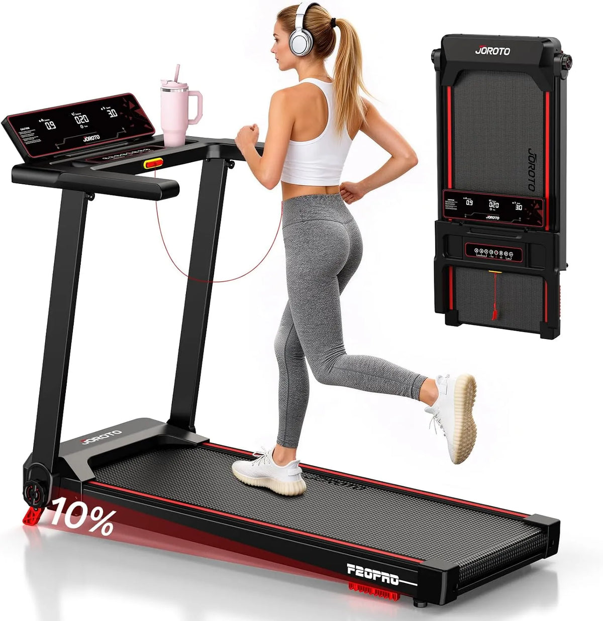 HP Modell, JOROTO Laufband für Zuhause mit Steigung 10% bis130, Laufband Klappbar bis 12 km/h, 2.75 Walking Pad für Zuhause & Büro, kg