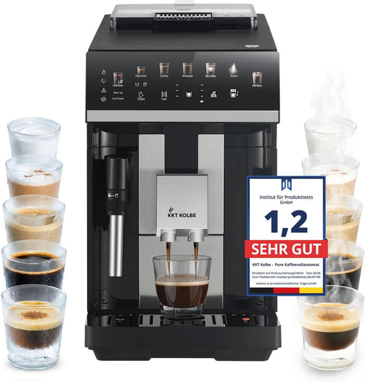 Kaffeevollautomat KKT KOLBE Pure, 2 Tassen Funktion, 4 Getränke, ColdBrew und Zubehör, Automatische Reinigung, 15 Bar, 7-stufiges Mahlwerk